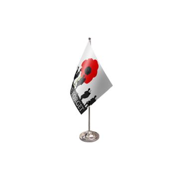 Lest We Forget (Army) Satin Table Flag – 9x6in (22.5 x 15 cm)