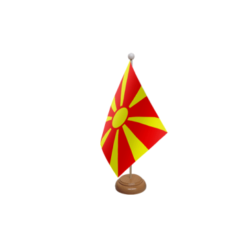 Macedonia New Wooden Table Flag – 9x6in (22.5 x 15 cm)