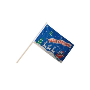 Merry Christmas Blue Hand Flags