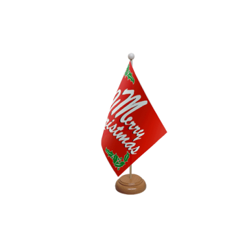 Merry Christmas Red Large Wooden Table Flag – 18x12in (45 x 30 cm)