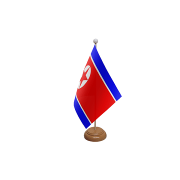 Korea North Large Wooden Table Flag – 18x12in (45 x 30 cm)