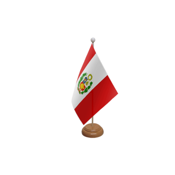 Peru Crest Wooden Table Flag – 9x6in (22.5 x 15 cm)