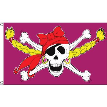 Pirate Girl Skull Flag