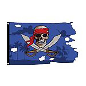 Pirate Shaped Blue (C) Flag