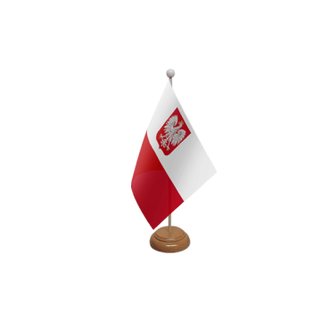 Poland Crest Wooden Table Flag – 9x6in (22.5 x 15 cm)