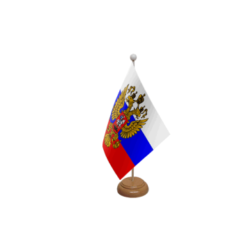 Russia (Crest) Wooden Table Flag – 9x6in (22.5 x 15 cm)