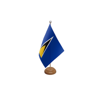 Saint Lucia Wooden Table Flag – 9x6in (22.5 x 15 cm)