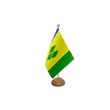 Saint Vincent Wooden Table Flag – 9x6in (22.5 x 15 cm)