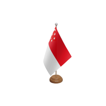 Singapore Wooden Table Flag – 9x6in (22.5 x 15 cm)