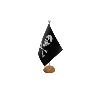 Skull and Crossbones Wooden Table Flag – 9x6in (22.5 x 15 cm)
