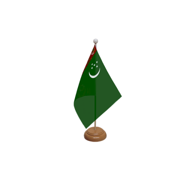 Turkmenistan Wooden Table Flag – 9x6in (22.5 x 15 cm)