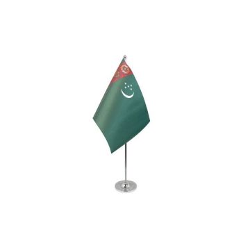 Turkmenistan Satin Table Flag – 9x6in (22.5 x 15 cm)