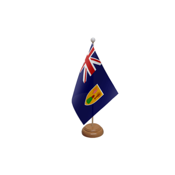 Turks and Caicos Islands Wooden Table Flag – 9x6in (22.5 x 15 cm)