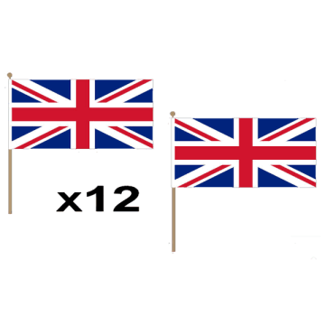 Union Jack Large Hand Flags (12 Pack)