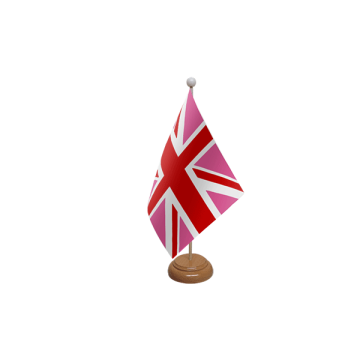 Union Jack Pink Large Wooden Table Flag – 18x12in (45 x 30 cm)