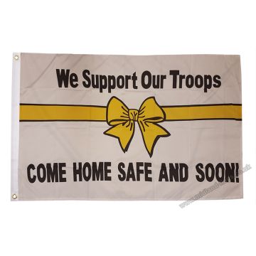 We Support Our Troops (white) Flag