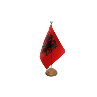 Albania Wooden Table Flag