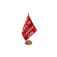 Keep Calm And Carry On (Red) Wooden Table Flag
