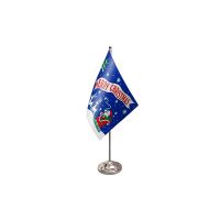 Merry Christmas Blue Satin Table Flag