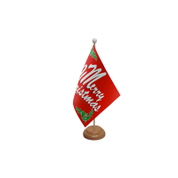 Merry Christmas Red Wooden Table Flag