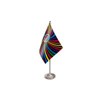 Rainbow Swirl Satin Table Flag