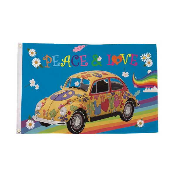 Peace and Love Rainbow Car Flag