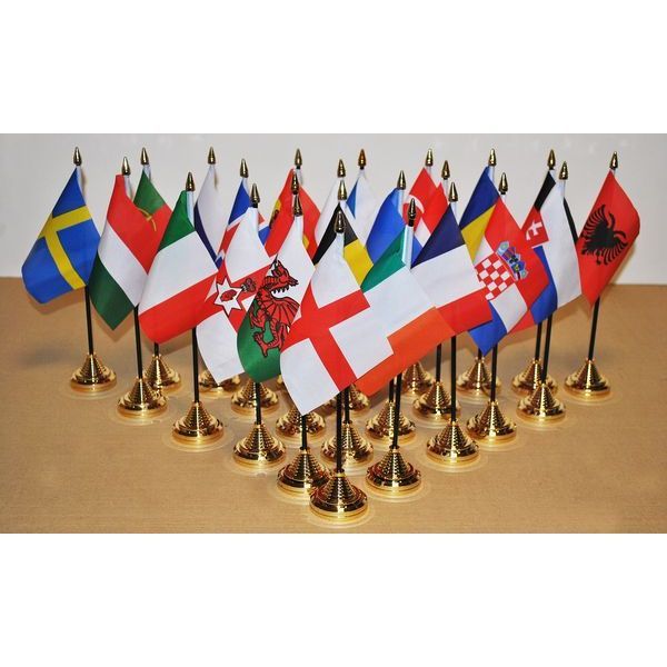 Black Plastic Table Flag Pole With Gold Tip