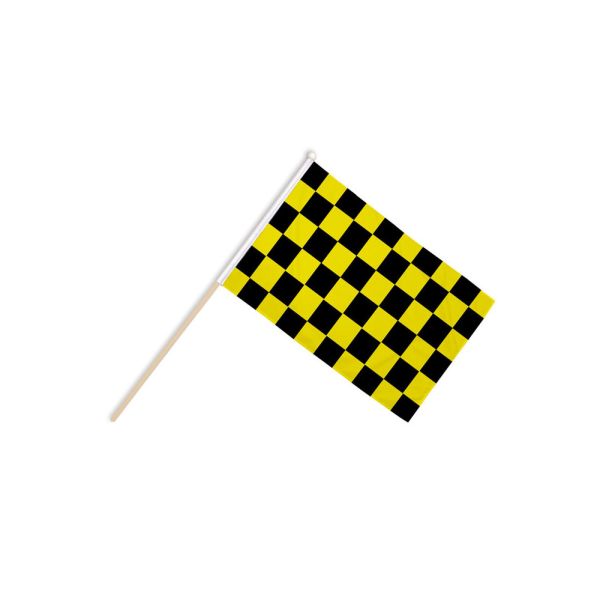 Black and Yellow Check Large Hand Flags