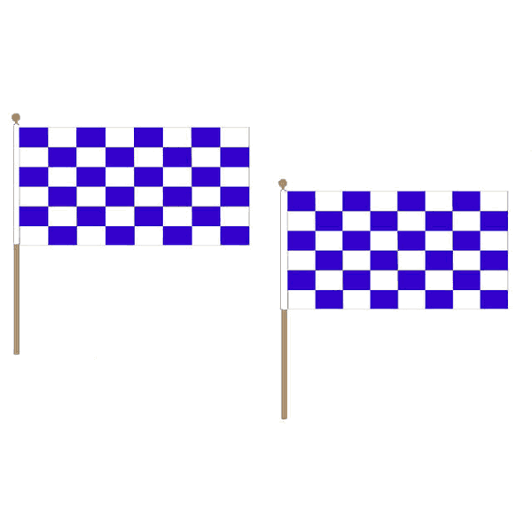 Blue and White Check Extra Large Hand Flag