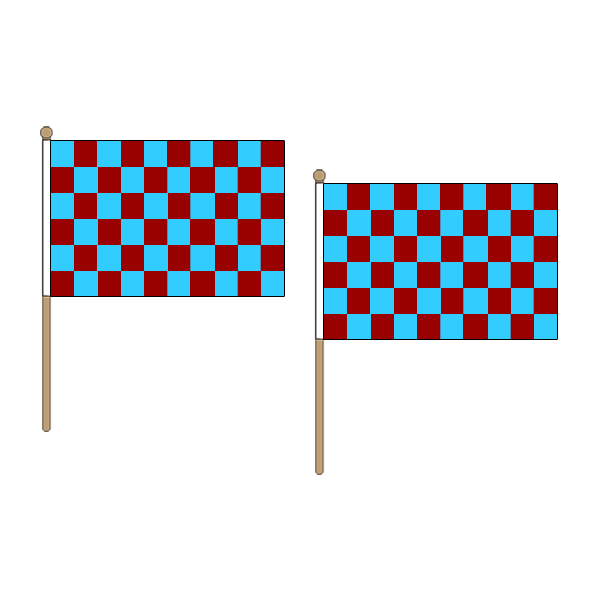 Claret and Sky Blue Check Extra Large Hand Flag