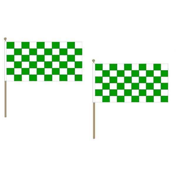 Green and White Check Extra Large Hand Flag