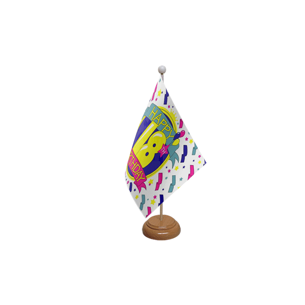 Happy 18th Birthday Wooden Table Flag