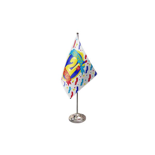 Happy 21st Birthday Satin Table Flag