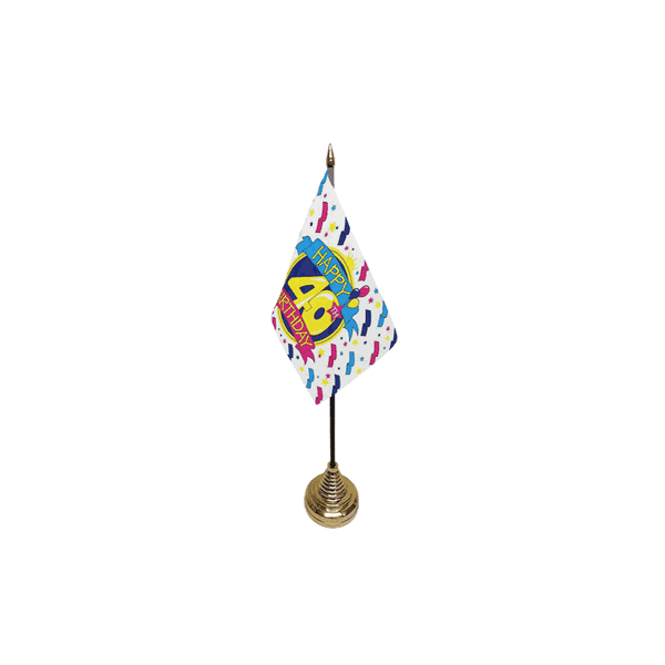 Happy 40th Birthday Small Table Flag