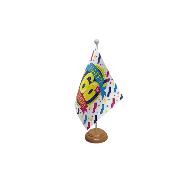 Happy 60th Birthday Wooden Table Flag