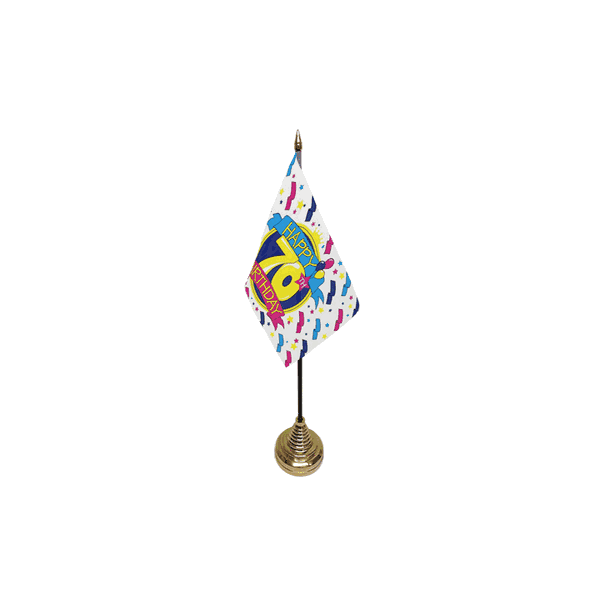 Happy 70th Birthday Small Table Flag