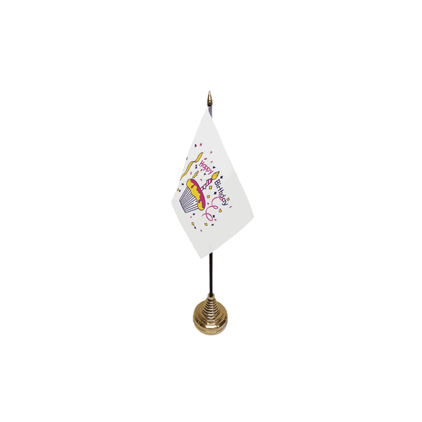 Happy Birthday Cake Small Table Flag