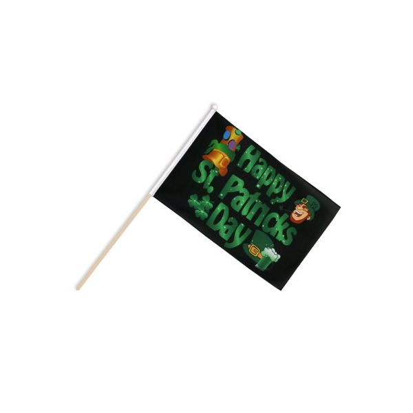 Happy St Patricks Day (black) Hand Flags