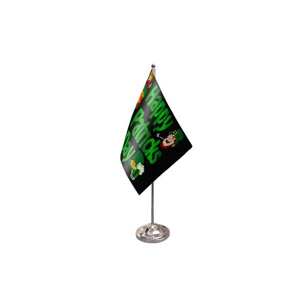 Happy St Patricks Day (Black) Satin Table Flag
