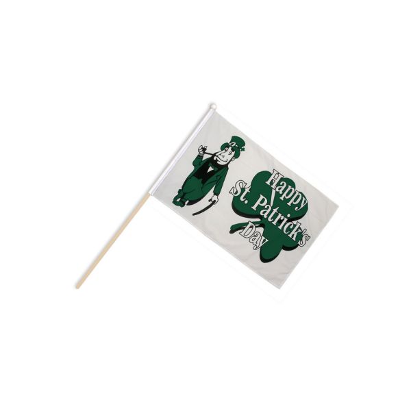 Happy St Patricks Day (White) Hand Flags