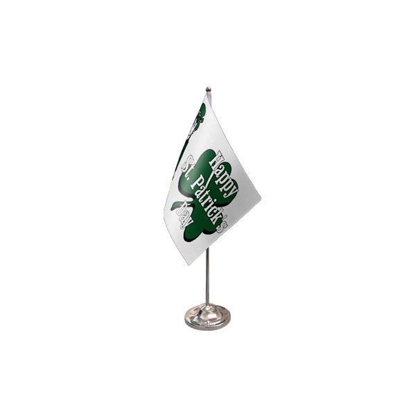 Happy St Patricks Day (White) Satin Table Flag