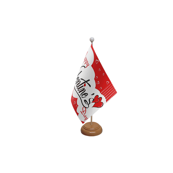 Happy Valentines Day Wooden Table Flag
