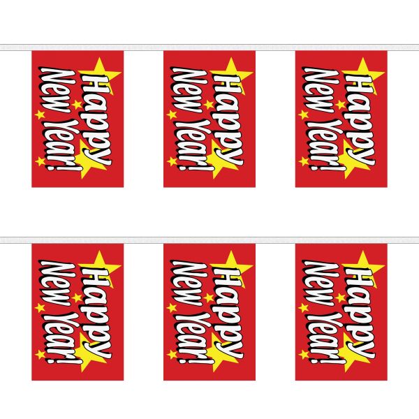 Happy New Year (Red) Rectangular Bunting Vertical