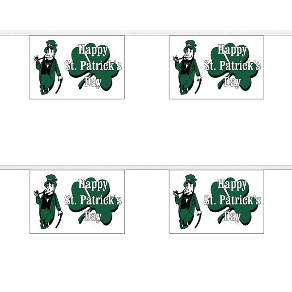 Happy St Patricks Day (White) Horizontal Rectangular Bunting