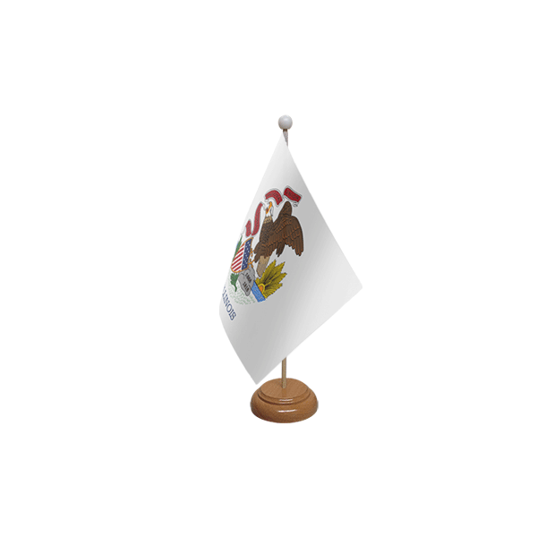 Illinois Wooden Table Flag