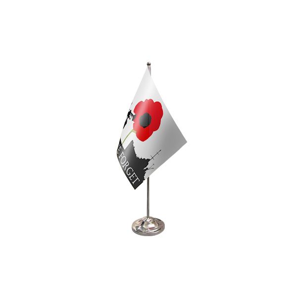 Lest We Forget (Navy) Satin Table Flag