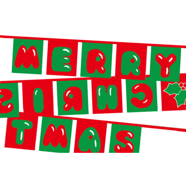 Merry Christmas Text 5m Rectangle Bunting