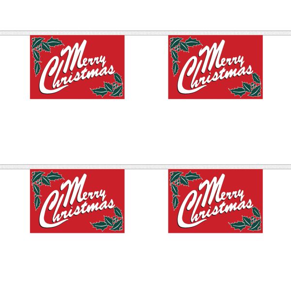 Merry Christmas Red Rectangular Bunting Horizontal
