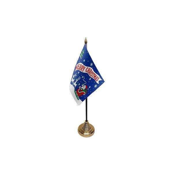 Merry Christmas Blue Small Table Flag