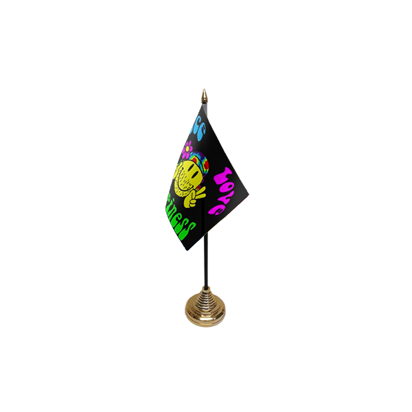 Peace, Love and Happiness Small Table Flag